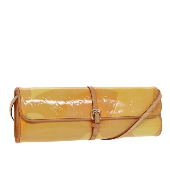 LOUIS VUITTON Monogram Vernis Pochette Fleur Bag Yellow M91118 LV Auth 100844V - Picture 1 of 16